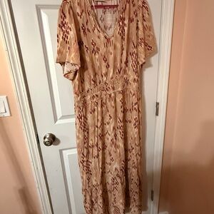 Knox Rose Beige and Red Maxi Dress